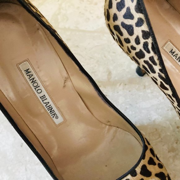 Manolo Blahnik Suede Pumps Leopard Print Sz.8.5 / 38.5 - Picture 4 of 5